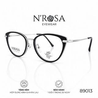 Gọng Kính N’ROSA 89013 – Dáng Mắt Mèo Phối Kim Loại Sang Chảnh, Form Tôn Dáng Mặt Nữ Tính
