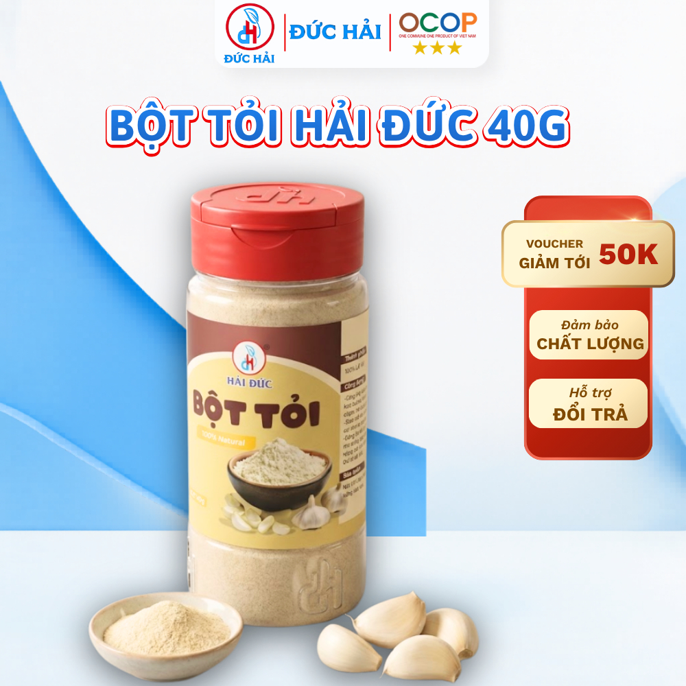 Bột Tỏi Đức Hải Nguyên Chất Thơm Nồng Tiện Lợi Dùng Nấu Ăn Tẩm Ướp Gia Vị 40G 100G 500G - Đức Hải Food