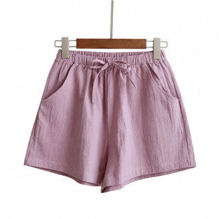 Quần Đùi Nữ Cotton Cạp Cao Form Rộng Thoáng Mát, Quần Đùi Nữ Lanh Dây Rút Basic Dễ Phối Tôn Dáng