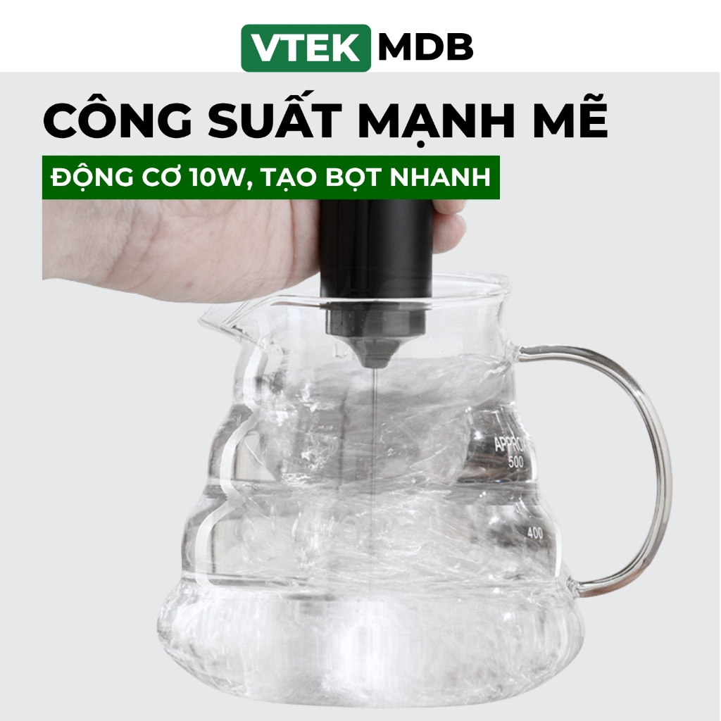 Máy Đánh Bọt Cà Phê 10W Pin Sạc Cầm Tay Nhỏ Gọn VTEK , Cây Đánh Bọt Cà Phê Bảo Hành 1 Năm MDB01