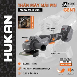 Thân máy mài pin HUKAN G1-AG5700s, Không chổi than 3 Tốc độ Công tắc bụng, CHỐNG KHỞI ĐỘNG LẠI