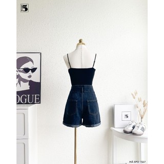 Quần Short Jean Nữ Twentyfive Thiết Kế Cạp Cao 2 Cúc, Ống Rộng Xắn Gấu Form Basic 7217