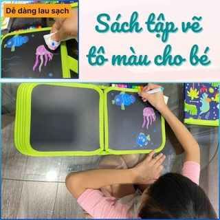 Homee.cok Sách Vẽ Tự Xóa Được Cho Bé Kèm Bút Màu - Sổ Tô Màu Tái Sử Dụng, Đồ Chơi Giáo Dục Sáng Tạo