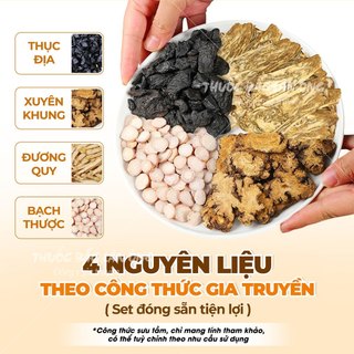 Combo 15 set tứ vật thang mix sẵn, set 4 vị gồm: Đương quy, bạch thược, xuyên khung, thục địa - Lãn ông