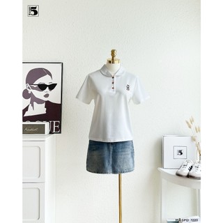 Áo Polo Nữ Twentyfive Thiết Kế Cổ Bẻ, Cài Cúc, Thêu Hình Gấu Đeo Balo Dễ Thương, Form Basic Năng Động 7220