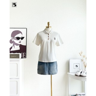Áo Polo Nữ Twentyfive Thiết Kế Cổ Bẻ, Cài Cúc, Thêu Hình Gấu Đeo Balo Dễ Thương, Form Basic Năng Động 7220
