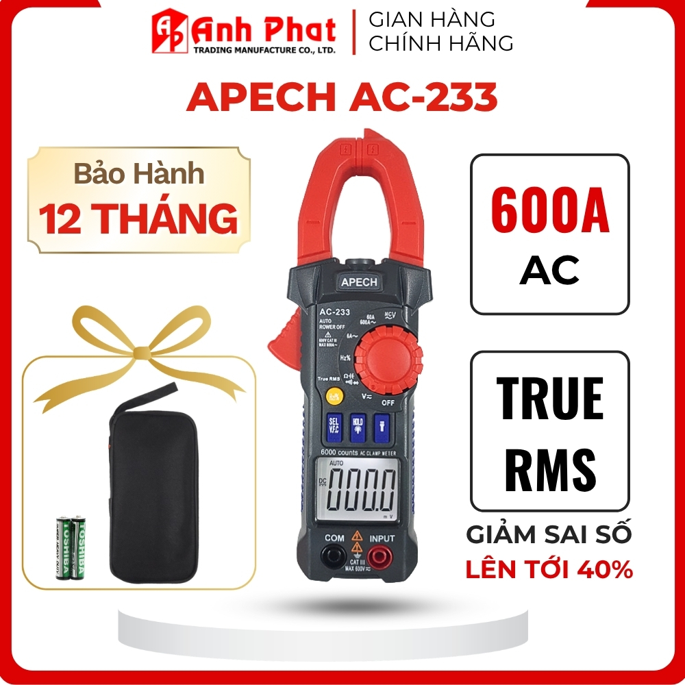 [TẶNG TÚI ĐỰNG MÁY ĐI KÈM]    Ampe Kìm Vạn Năng AC-233 Tích Hợp True RMS Giảm Sai Số 40% Đồng Hồ Kẹp Có Độ Chính Xác Cao