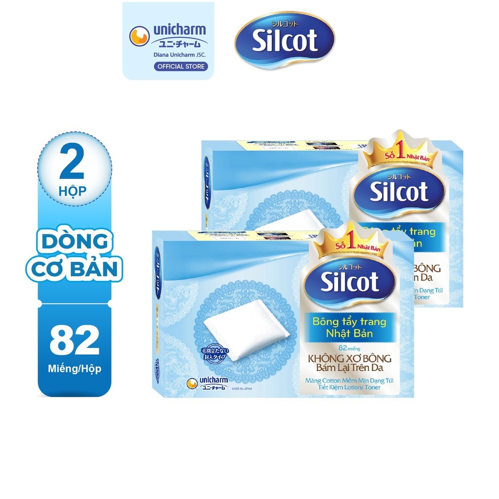 Combo 2 hộp bông tẩy trang Nhật Bản Silcot 82 miếng/hộp