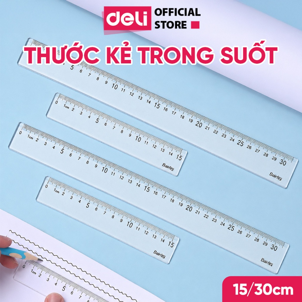 Thước Kẻ Lượn Sóng Trong Suốt 15-30cm Phối Màu Pastel Gradient Ngọt Ngào Đồ Dùng Học Tập Sinh Viên Văn Phòng