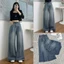 Quần Jean Nữ Hari Ống Rộng Dáng Suông Ly Trước Tôn Dáng Dài 97cm Quần Bò Cạp Cao Dễ Mặc Đi Học Đi Làm