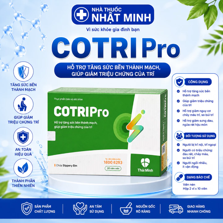 Viên uống Cotripro Thái Minh - hỗ trợ trĩ nội, trĩ ngoại, táo bón và đau rát hậu môn - Hộp 20v/80v