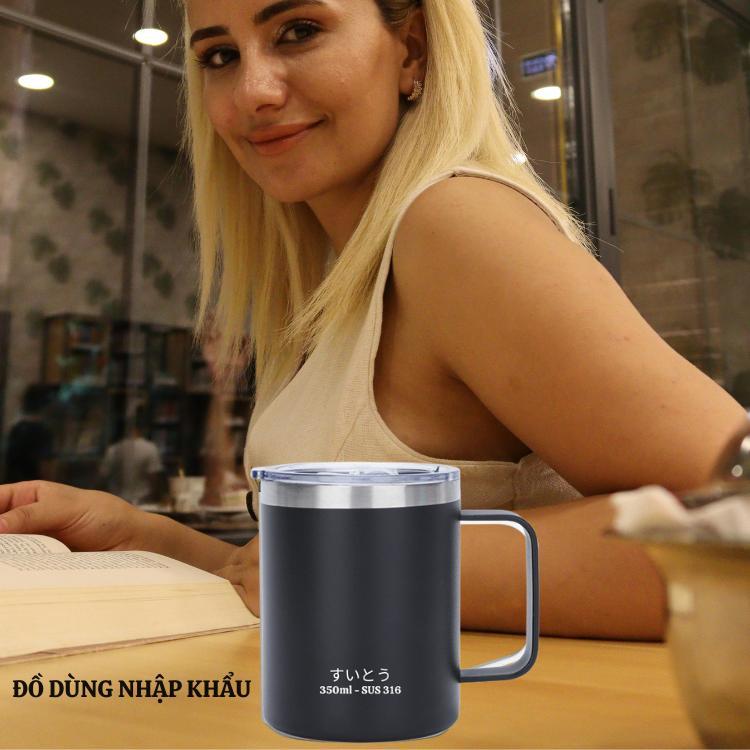 Cốc cafe chuyên nghiệp có coi hàng nhập bãi Japan chưa sử dụng dung tích 350ml lòng cốc Inox 304