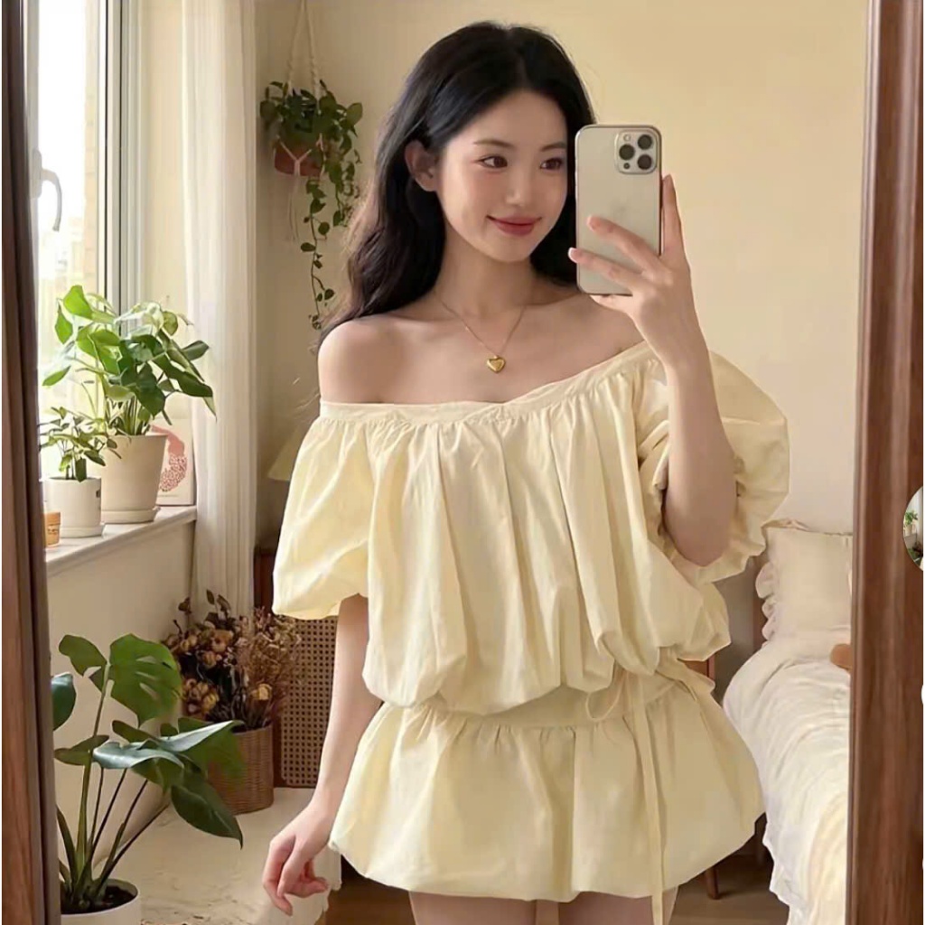 Sét bộ đồ nữ  Trễ Vai BABYDOLL TIỂU THƯ dáng Bồng bềnh Phong cách thời trang hiện đại CAMASTORE M41A