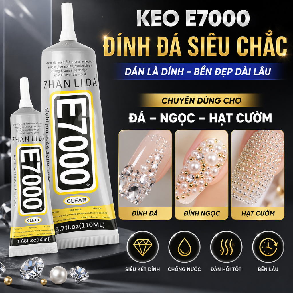 Keo dán đính đá trong suốt E7000 đính đá đính sash tốt nghiệp mũ tốt nghiệp keo nhanh khô 50ml 110ml