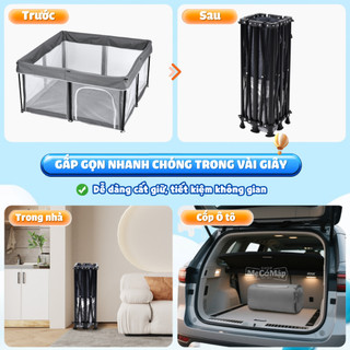 [NEW] Quây Vải Gấp Gọn Cho Bé Kèm Túi Đựng Tiện Lợi, Quây Bóng Pakey Cao 65cm Khung Thanh Dày Dặn, Không Cần Lắp Ráp K5