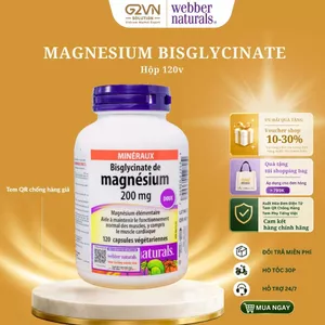 Viên uống bổ sung Magnesium Bisglycinate 200mg Webber Naturals hộp 120/60 viên