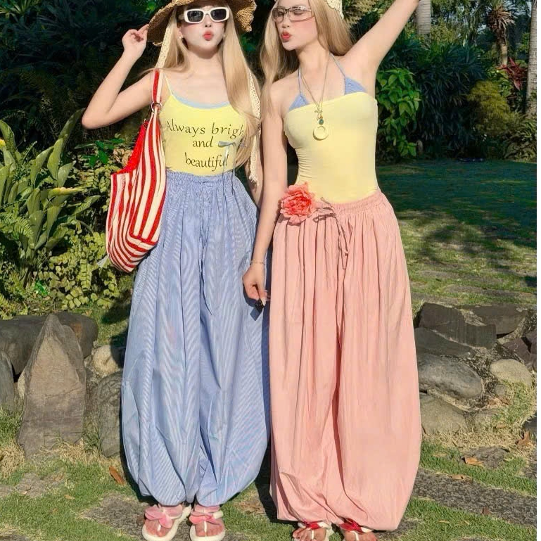 Quần Balloon Pants Cạp Chun Ống Boom Bo Gấu Chất Gió Mùa HèThiết Kế Hiện Đại Tôn Dáng Mặc Đi Biển Du Lịch Joolate