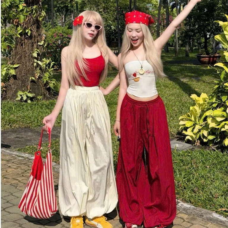 Quần Balloon Pants Cạp Chun Ống Boom Bo Gấu Chất Gió Mùa HèThiết Kế Hiện Đại Tôn Dáng Mặc Đi Biển Du Lịch Joolate