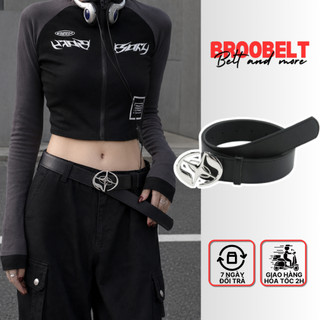 Thắt lưng y2k phong cách retro bản to 3.8cm, dây nịt lưng Broobelt mặt bạc unisex cho nam nữ TL33