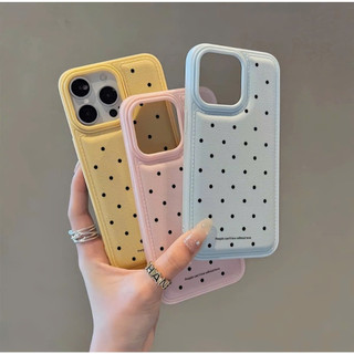 Ốp Lưng iPhone Da Mềm Viền Chỉ Chấm Bi Chống Sốc, Cao Cấp, Bảo Vệ Camera - iP X/XS/11/12/13/14/15/16/17/Plus/Pro/Max