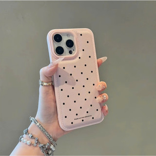 Ốp Lưng iPhone Da Mềm Viền Chỉ Chấm Bi Chống Sốc, Cao Cấp, Bảo Vệ Camera - iP X/XS/11/12/13/14/15/16/17/Plus/Pro/Max