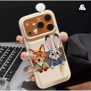 Ốp Lưng iPhone Da Mềm Viền Chỉ Couple Cáo Thỏ Chống Sốc, Bảo Vệ Camera - iP X/XS/11/12/13/14/15/16/17/Plus/Pro/Max