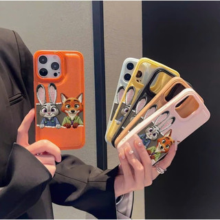 Ốp Lưng iPhone Da Mềm Viền Chỉ Couple Cáo Thỏ Chống Sốc, Bảo Vệ Camera - iP X/XS/11/12/13/14/15/16/17/Plus/Pro/Max