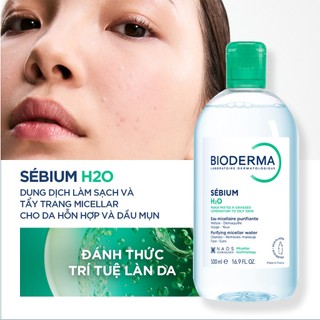 [ĐỘC QUYỀN LIVESTREAM] Dung dịch làm sạch và tẩy trang Micellar cho da hỗn hợp và da dầu mụn Bioderma Sébium H2O - 500ml