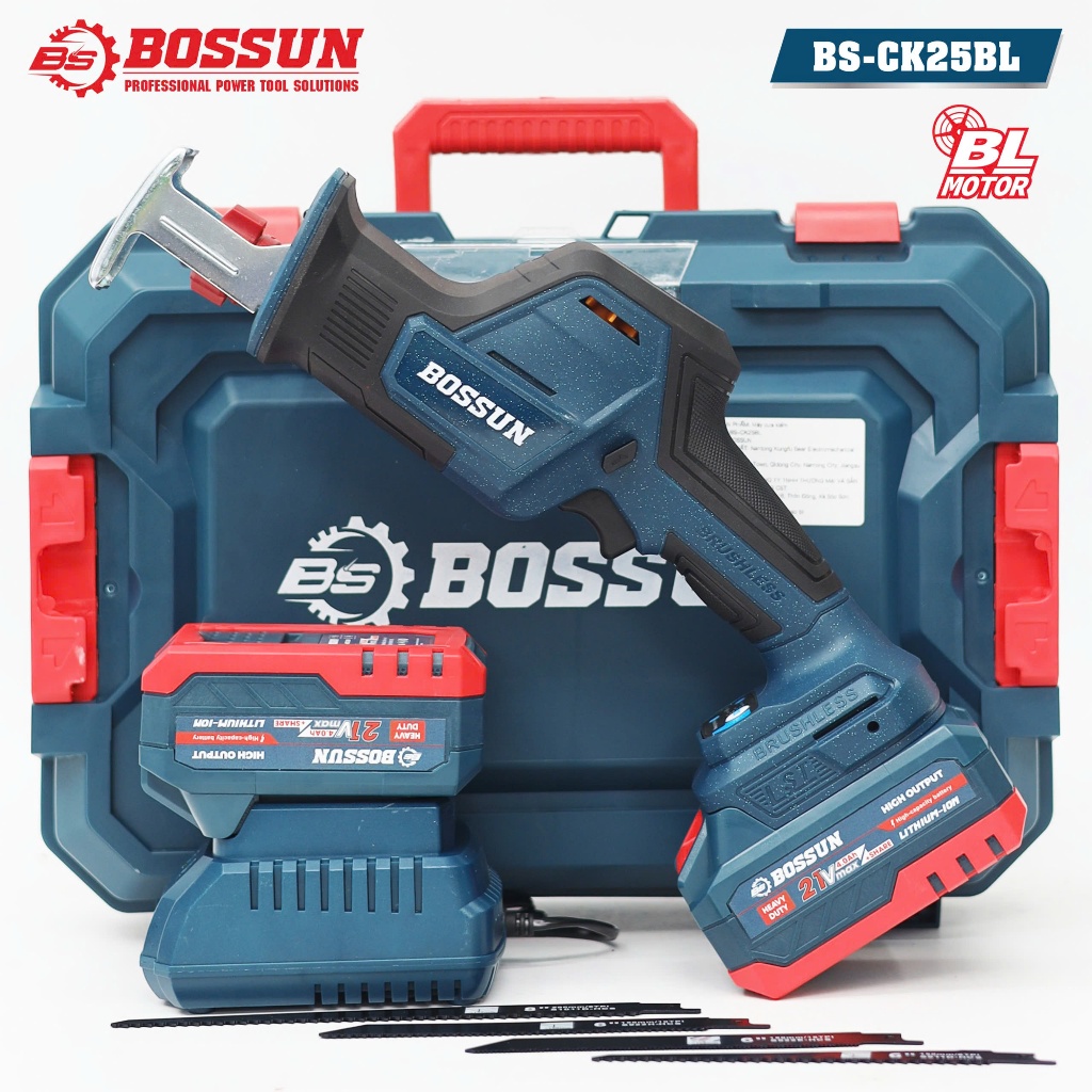 Máy cưa kiếm BS BOSSUN BS-CK25BL cắt đa năng, động cơ không chổi than, lõi đồng, Tặng kèm 4 lưỡi cưa