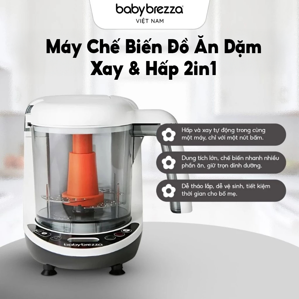 [CHÍNH HÃNG] Máy Chế Biến Đồ Ăn Dặm Baby Brezza Deluxe Hấp & Xay 2in1 - Bảo hành 12 tháng