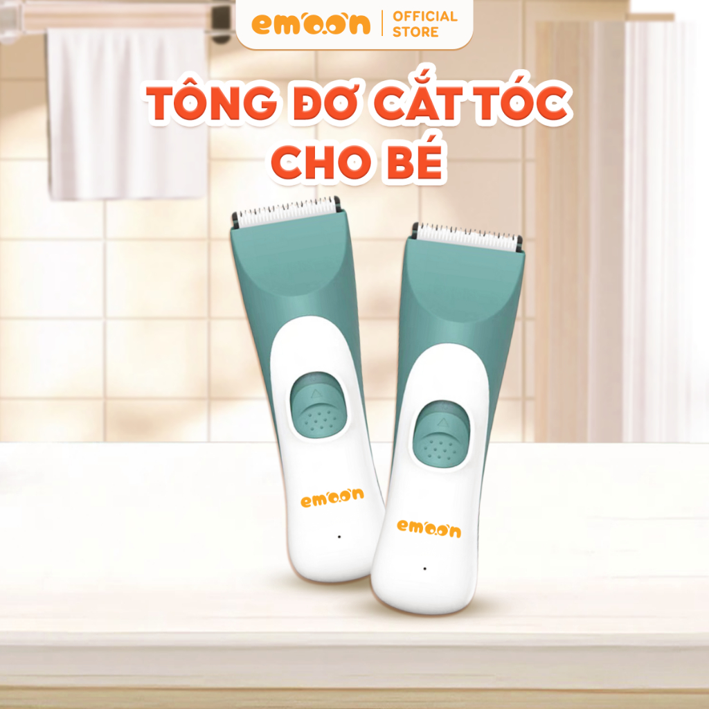 Tông đơ cắt tóc cho bé EMOON đầu lưỡi bo tròn an toàn, chạy êm,sạc pin tách rời,có khả năng chống nước