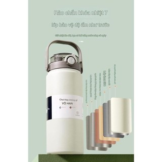 [TẶNG TÚI] Bình giữ nhiệt inox 316 boss HiLOGI dung tích 1200ml, bình nước inox có quai xách,ống hút, giữ nhiệt tốt