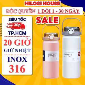 Bình giữ nhiệt inox 316 boss HiLOGI dung tích 1200ml, bình nước inox có quai xách,ống hút, giữ nhiệt tốt