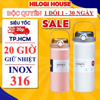 [TẶNG TÚI] Bình giữ nhiệt inox 316 boss HiLOGI dung tích 1200ml, bình nước inox có quai xách,ống hút, giữ nhiệt tốt