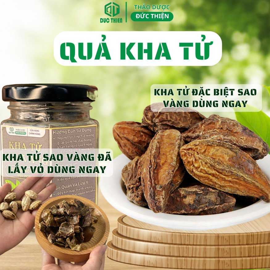 Quả Kha Tử Loai 1 Đức Thiện (Khô, Sạch, Thơm) - Hỗ Trợ Giảm Ho, Đau Họng, Khàn Tiếng, Ho khan Khô