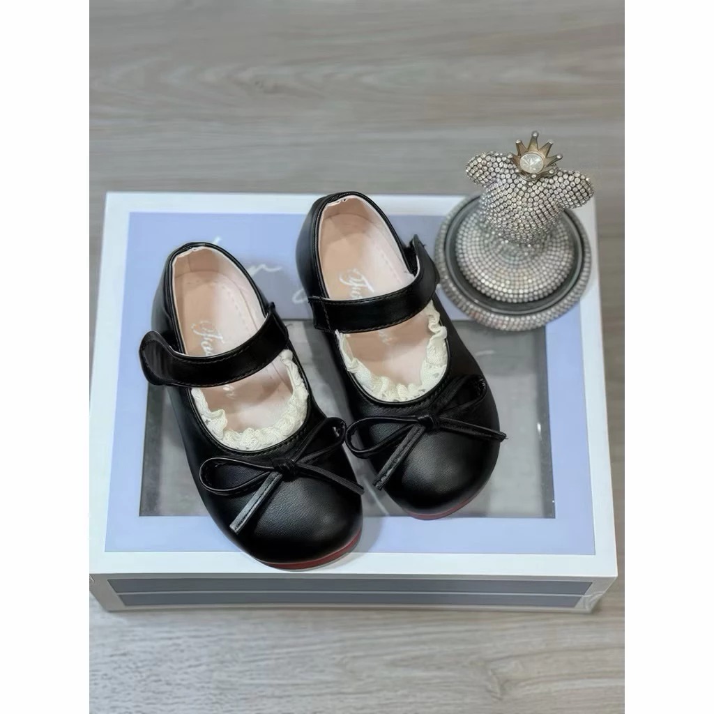 [Peinn] Giày búp bê cho bé đế dẻo êm chân chân da sịn mềm kết hợp ren mà nơ siêu xinh giày bé qv115