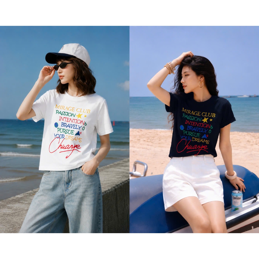 Áo Thun Mirage Chữ In Màu Local Brand Chất 100% Cotton Mềm Mịn Thoáng Mát.