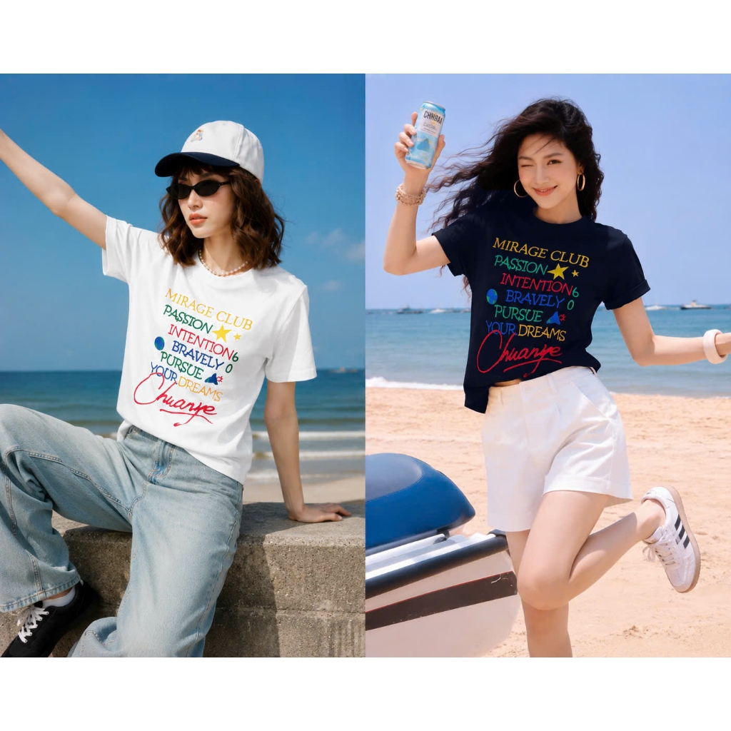 Áo Thun Mirage Chữ In Màu Local Brand Chất 100% Cotton Mềm Mịn Thoáng Mát.
