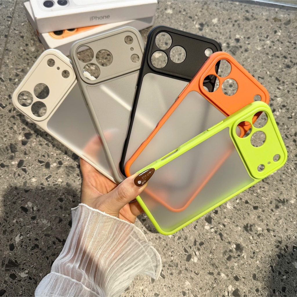 Ốp Lưng Iphone Nhám Viền Màu Đen, Xám Titan, Vani Cao Cấp Tản Nhiệt Chống Vân Tay| Nắng Case