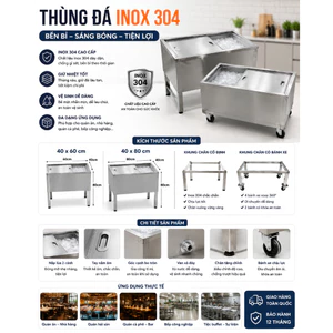 Thùng đá inox Giữ Nhiệt cao cấp, chắc chắn ,dành cho quán nước - quán cà phê (nhận đặt hàng theo y/cầu)