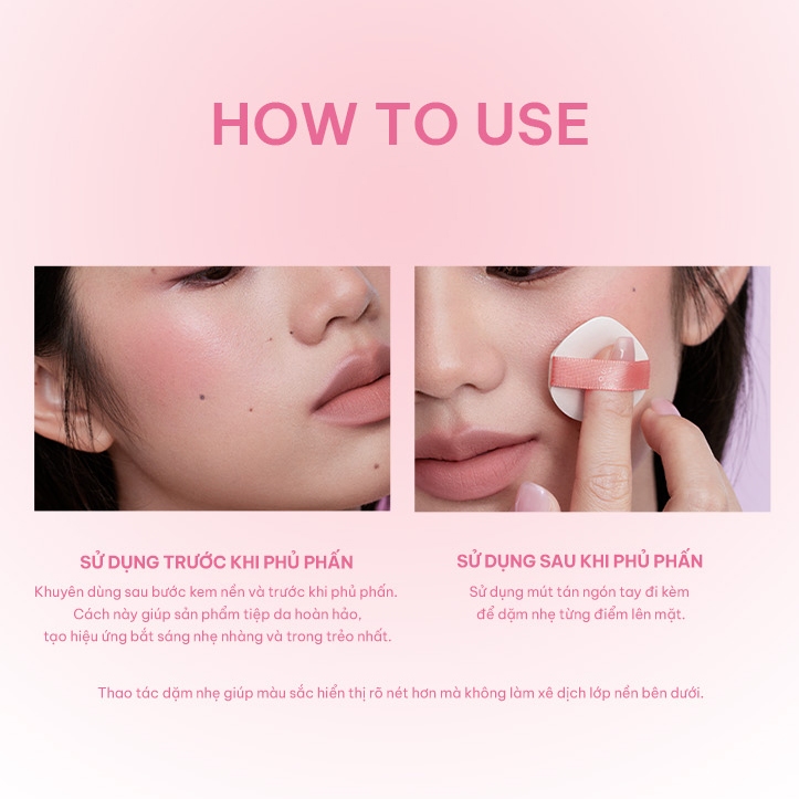 Túi má Hồng Cushion Mini INTO YOU Lì Mịn Nhẹ Thoáng Khí Giữ Lớp Trang Điểm Lâu Trôi Bền Màu 1g