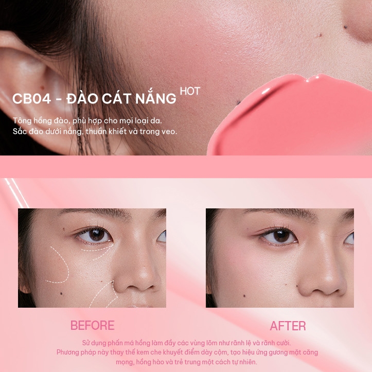 Túi má Hồng Cushion Mini INTO YOU Lì Mịn Nhẹ Thoáng Khí Giữ Lớp Trang Điểm Lâu Trôi Bền Màu 1g