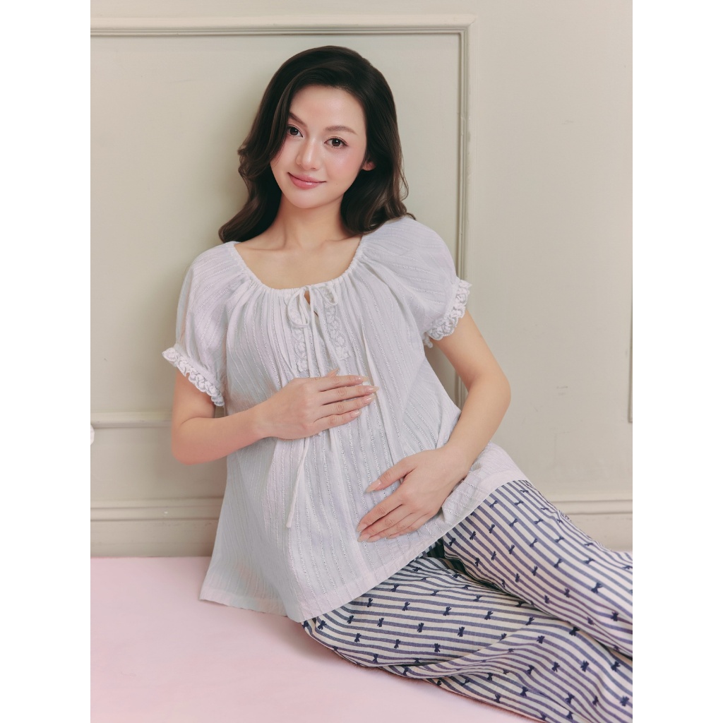 Bộ Mặc Nhà LUCIE Cho Bà Bầu Và Sau Sinh, Đồ Bầu Dáng Suông Rộng Che Bụng Hiệu Quả, Chất Liệu Mềm Mát - L'amme