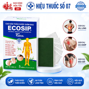 Cao dán thảo dược Ecosip Tatra giúp giảm đau nhức, bong gân, mỏi cơ gói 5 miếng