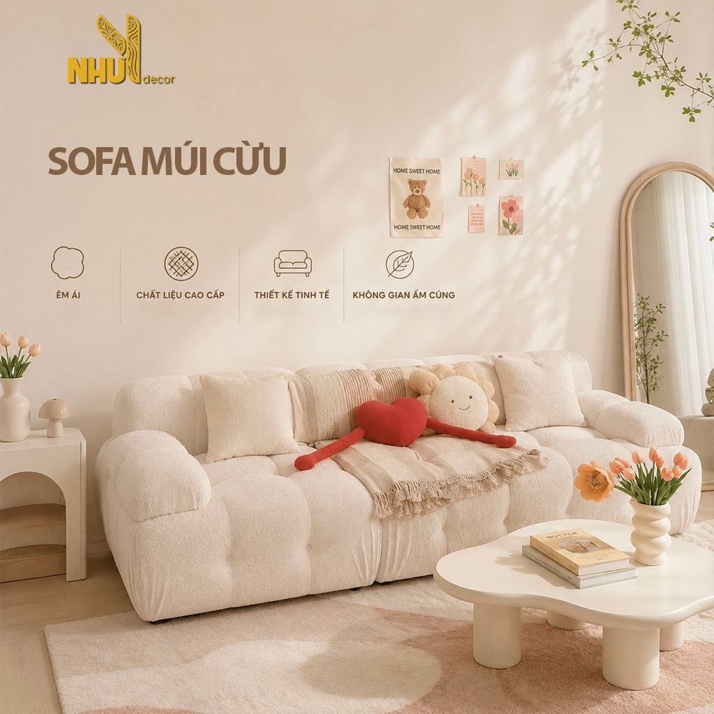 Sofa băng phòng khách NHU Y DECOR ghế sofa phong cách hàn quốc, chât lượng tặng kèm gối, nhấn múi decor hottrend