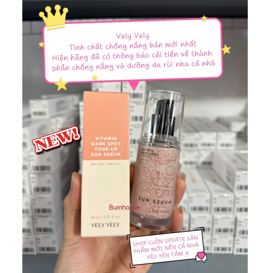 Tinh chất chống nắng nâng tone VELY VELY Vitamin Dark Spot Tone Up Sun Serum SPF50+ PA++++ 30ml_DrG