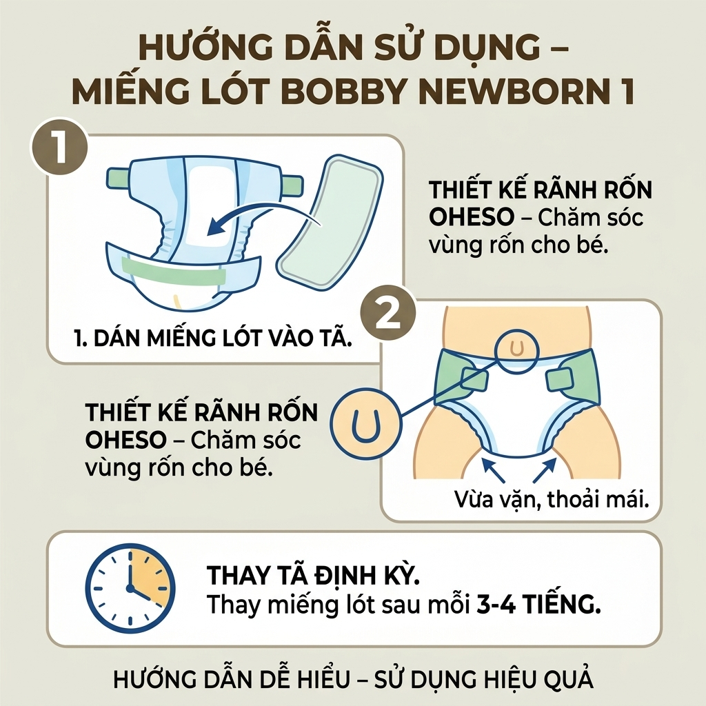 MIẾNG LÓT SƠ SINH BOBBY NEWBORN 1 (<1 THÁNG TUỔI) - GÓI ĐẠI 108 MIẾNG