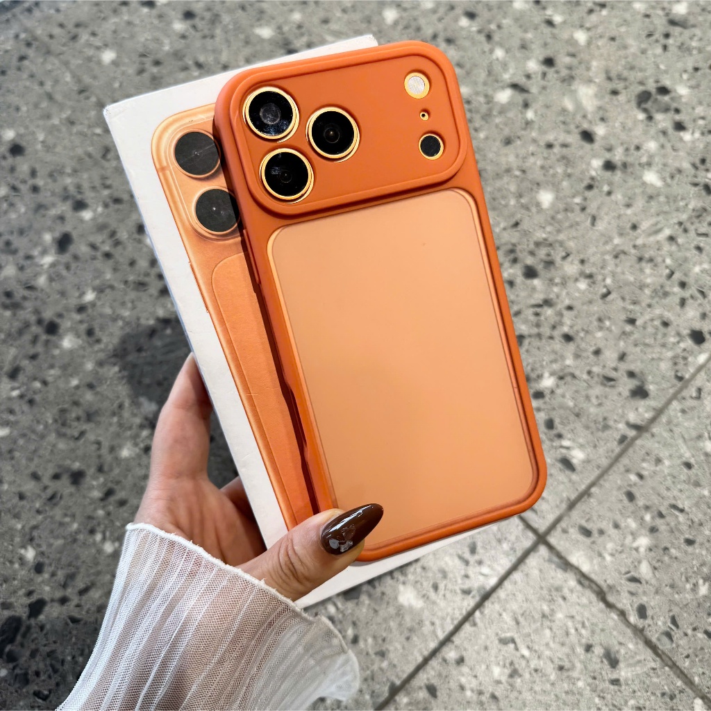 Ốp Lưng Iphone Nhám Viền Màu Cam Vũ Trụ, Xanh Neon Cao Cấp Tản Nhiệt Chống Vân Tay| Nắng Case