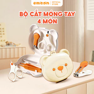Bộ bấm móng tay 4 chi tiết Emoon cho trẻ em hình gấu, chống kẹp thịt an toàn, tiện lợi cho trẻ sơ sinh