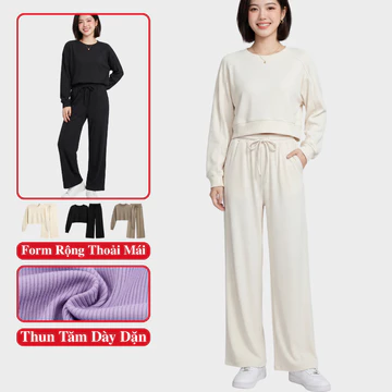 Bộ Quần Áo Nữ Dài Madela Phong Cách Thể Thao, Set Đồ Bộ Nữ Quần Dài Trong Bộ: Bộ Quần Áo Nữ Dài. Quần Áo Nữ Thu Đông
